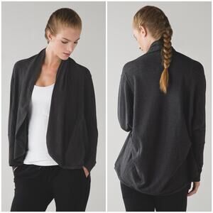 LULULEMON To & Flow Modal-Blend Wrap in Heathered Mod Black (Charcoal Gray) Sz 4